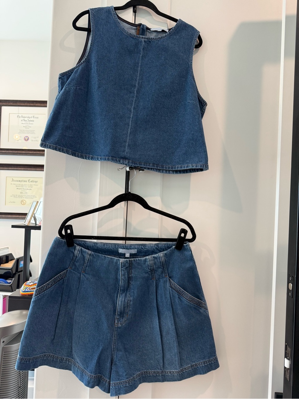 ANTONIO MELANI Blue Denim Two-Piece Crop Top & High-Waist Shorts